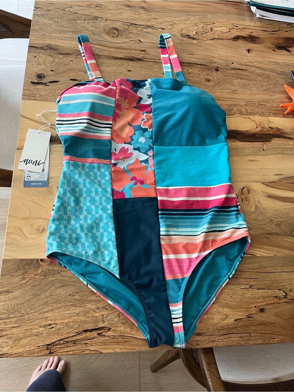 Nani Teal Patchwork One-Piece Swimsuit